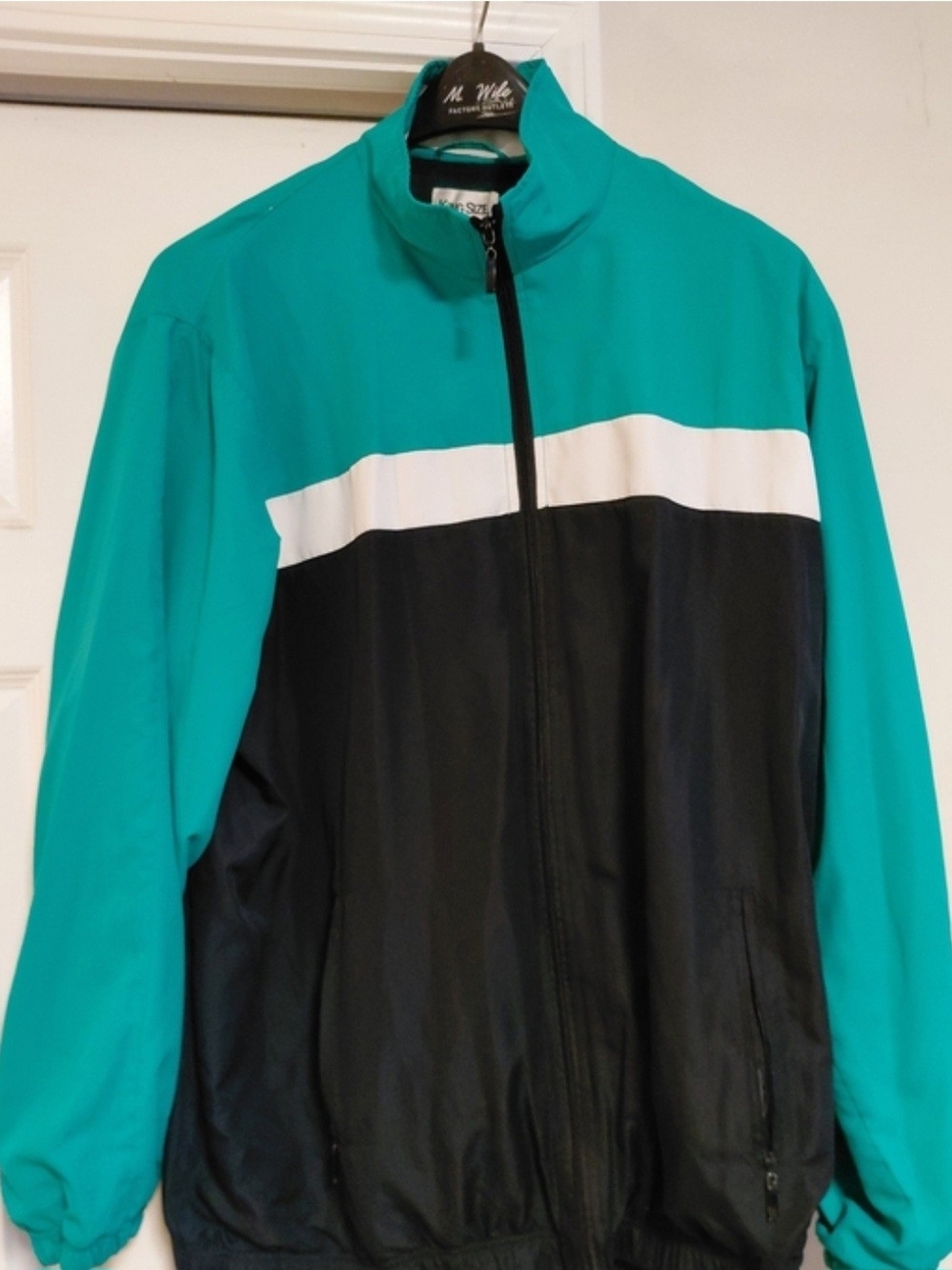 Unbranded Teal & Black Men's Windbreaker Jacket with White Stripe